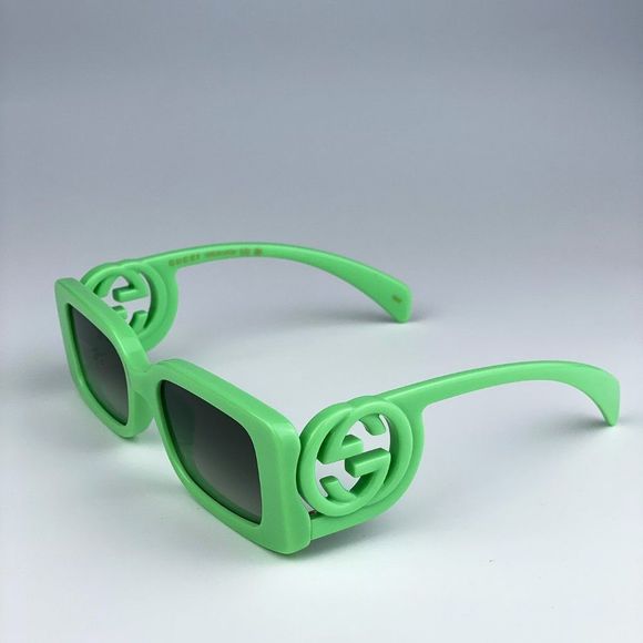 Gucci GG1325S 004 Sunglasses Green Gradient Rectangle Unisex - Picture 10 of 13